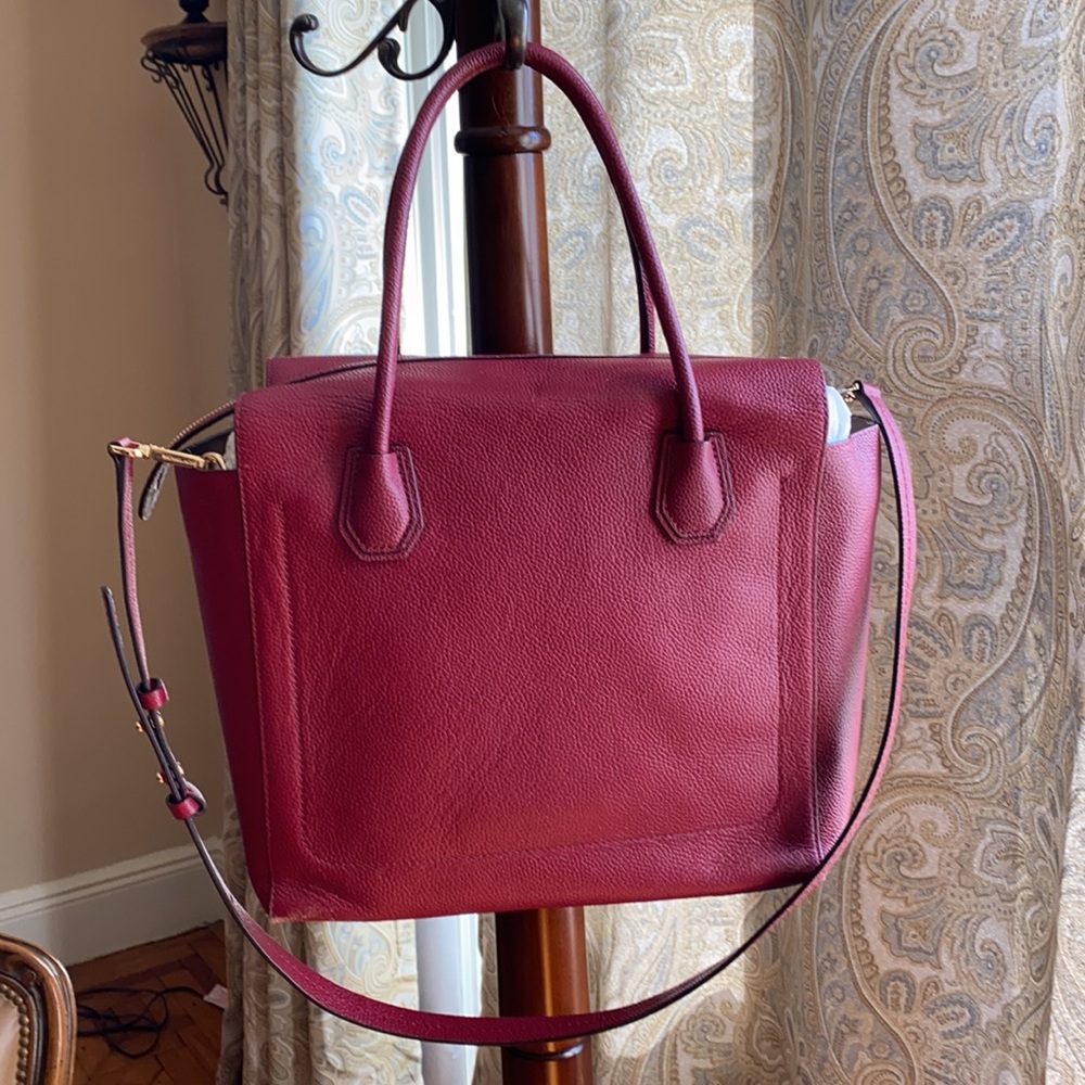 MICHAEL Michael Kors Mercer Large Leather Satchel Cherry Red - Picture 3 of 13